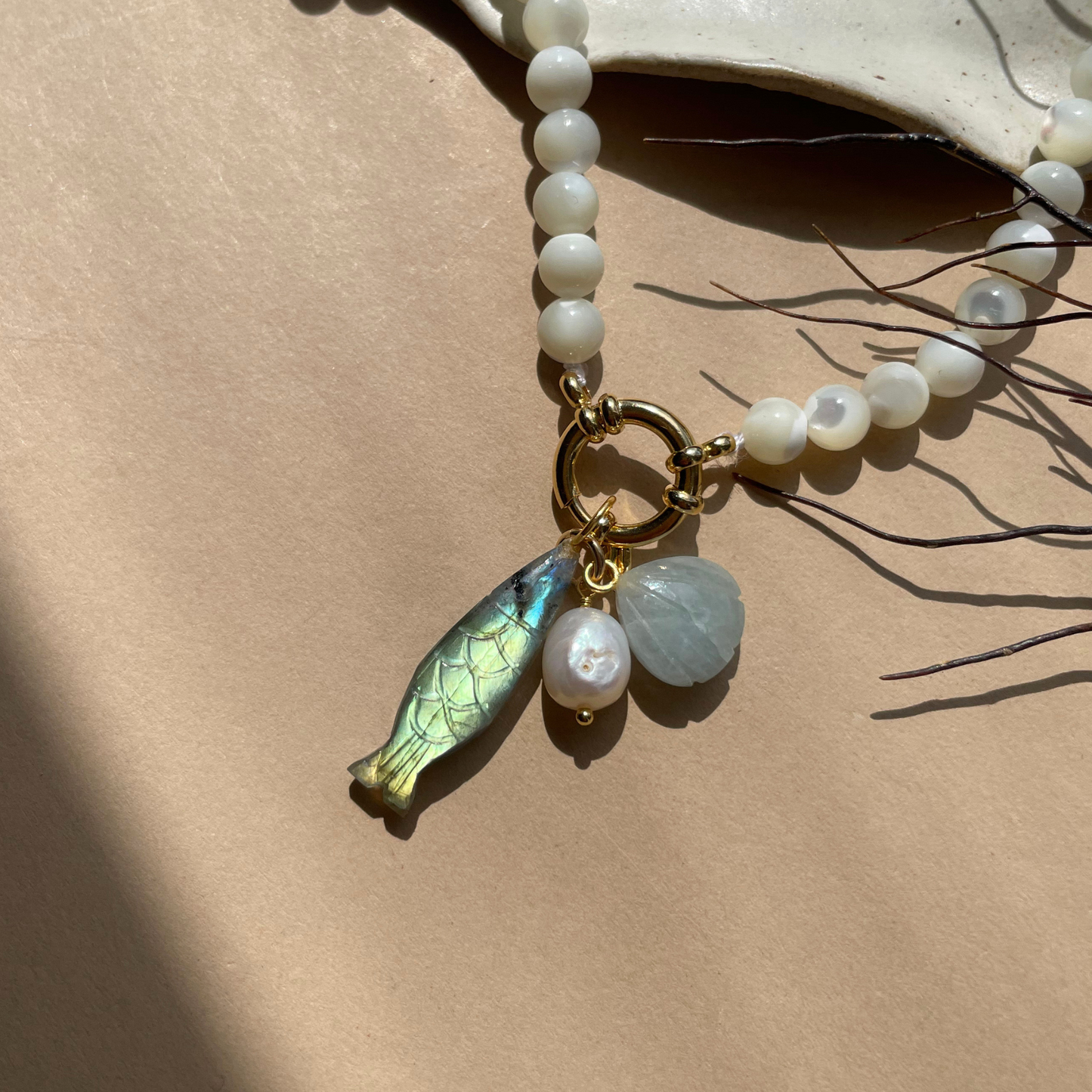 Sea Treasure Charm Necklace | Pearl