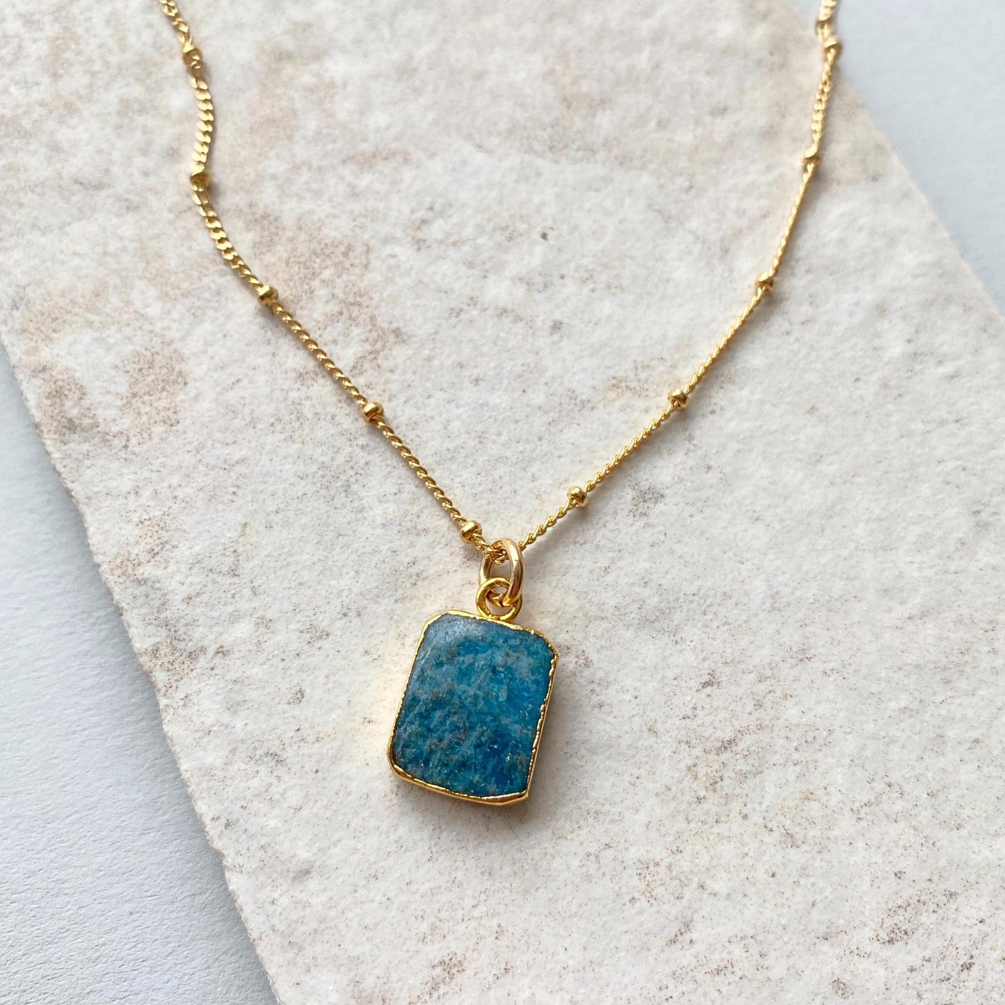 Neon Apatite Gem Slice Necklace | Dream (Gold Plated)
