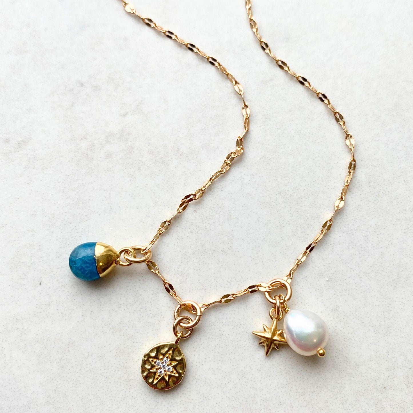 Neon Apatite Charm Necklace | Dream (Gold Plated)