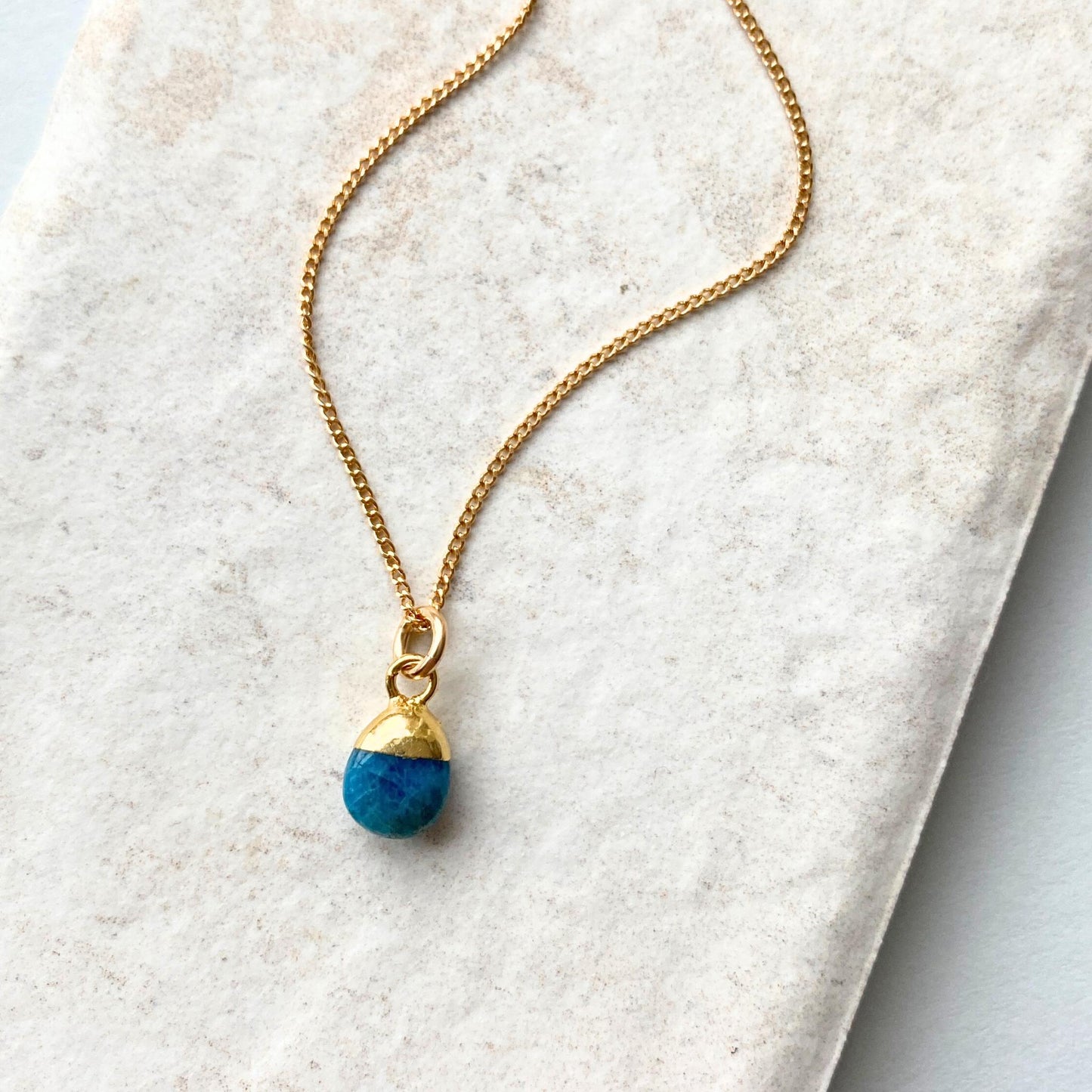 Neon Apatite Tiny Tumbled Necklace | Dream (Gold Plated)