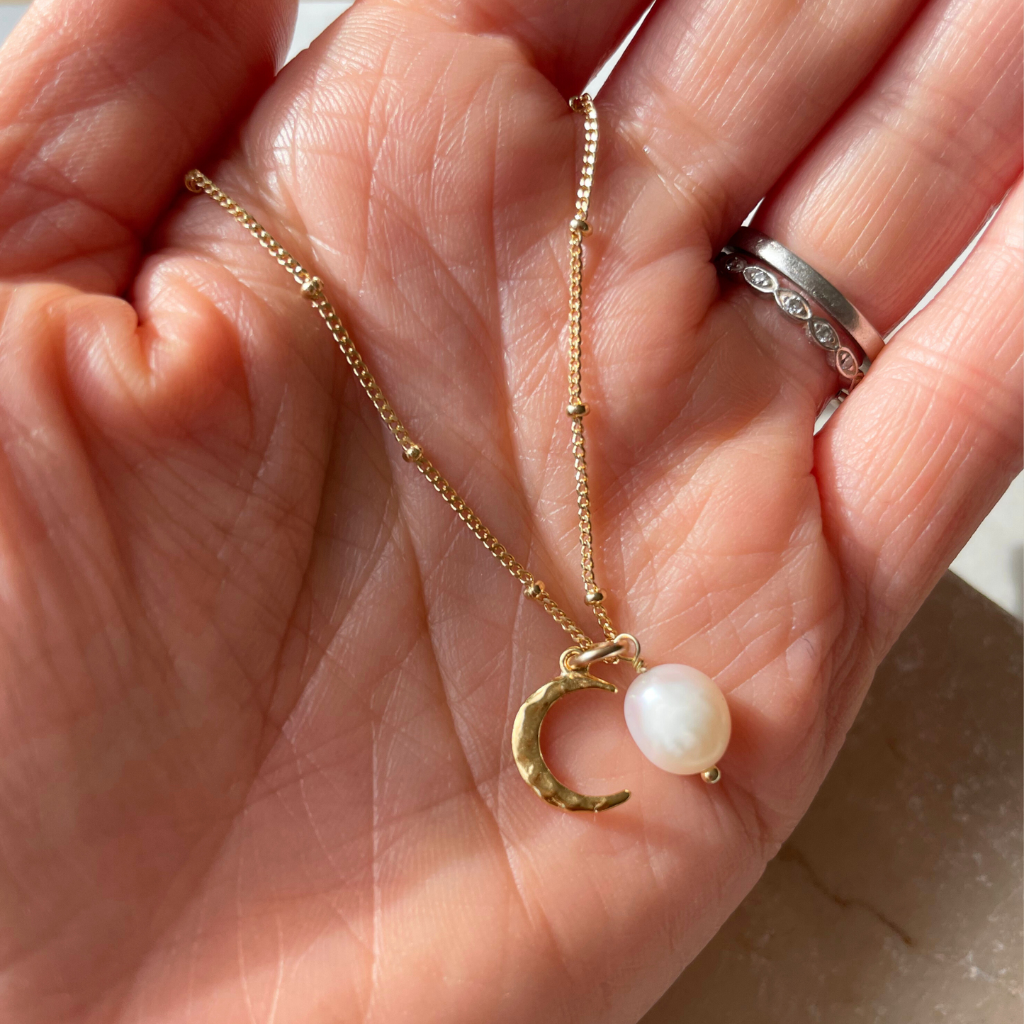 Pearl & Moon Necklace | Calm (Gold Plated)