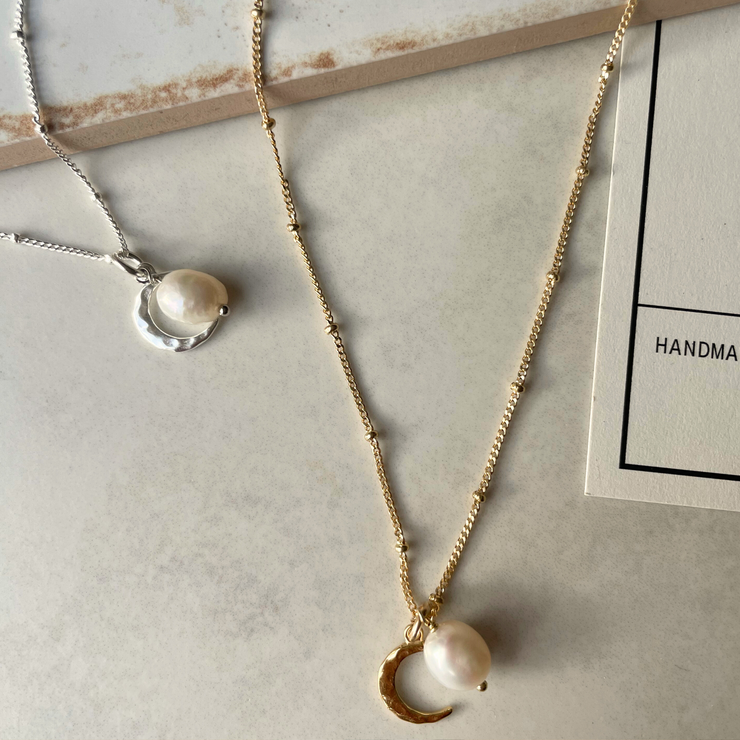 Pearl & Moon Necklace | Calm (Silver)