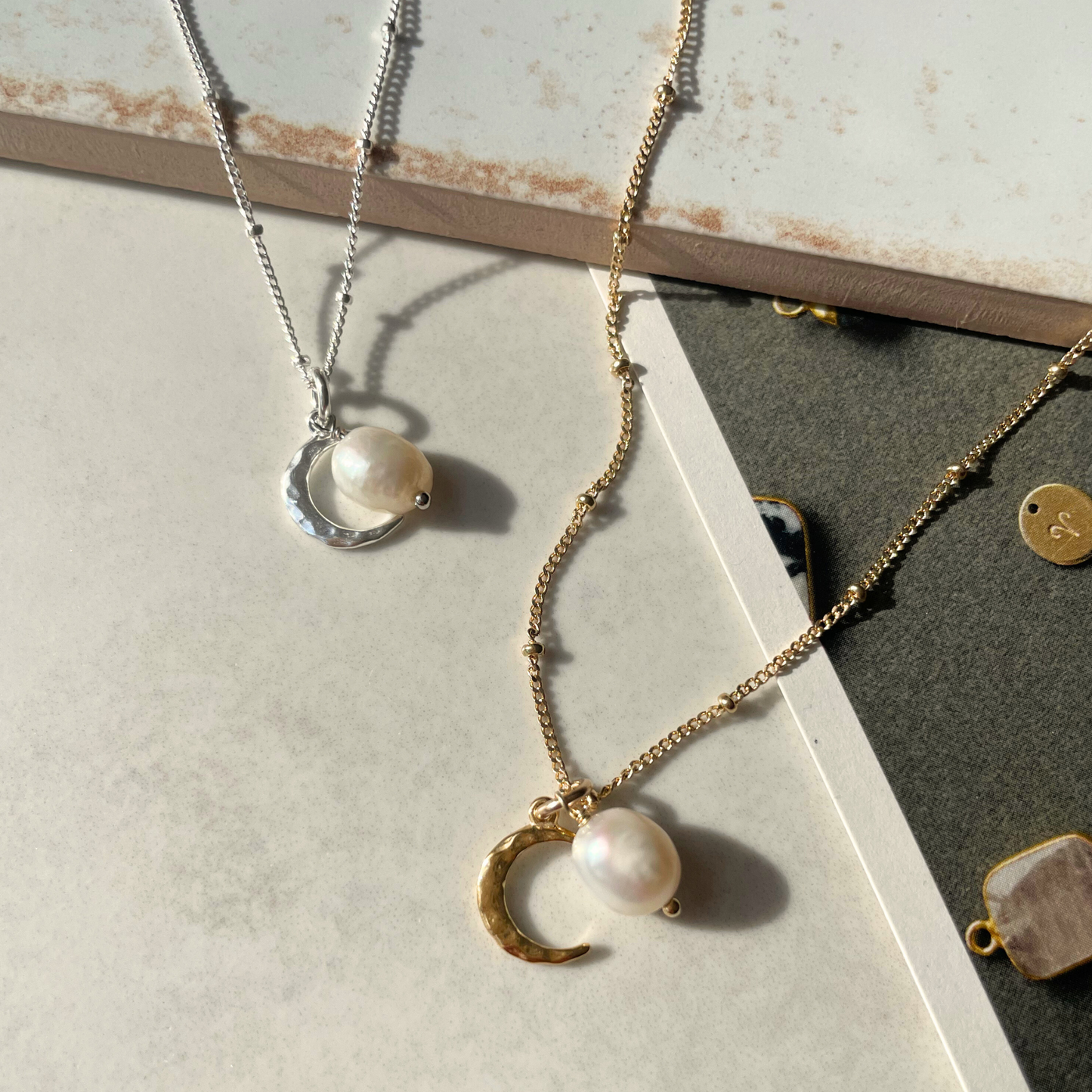 Pearl & Moon Necklace | Calm (Gold Plated)
