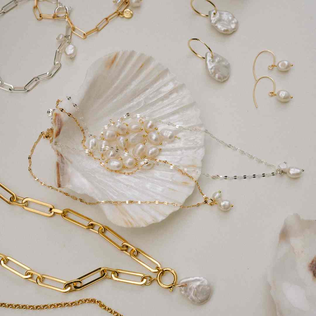 'Mum & Me' Duo Pearl Belcher Chain Necklace (Gold Plated or Silver)