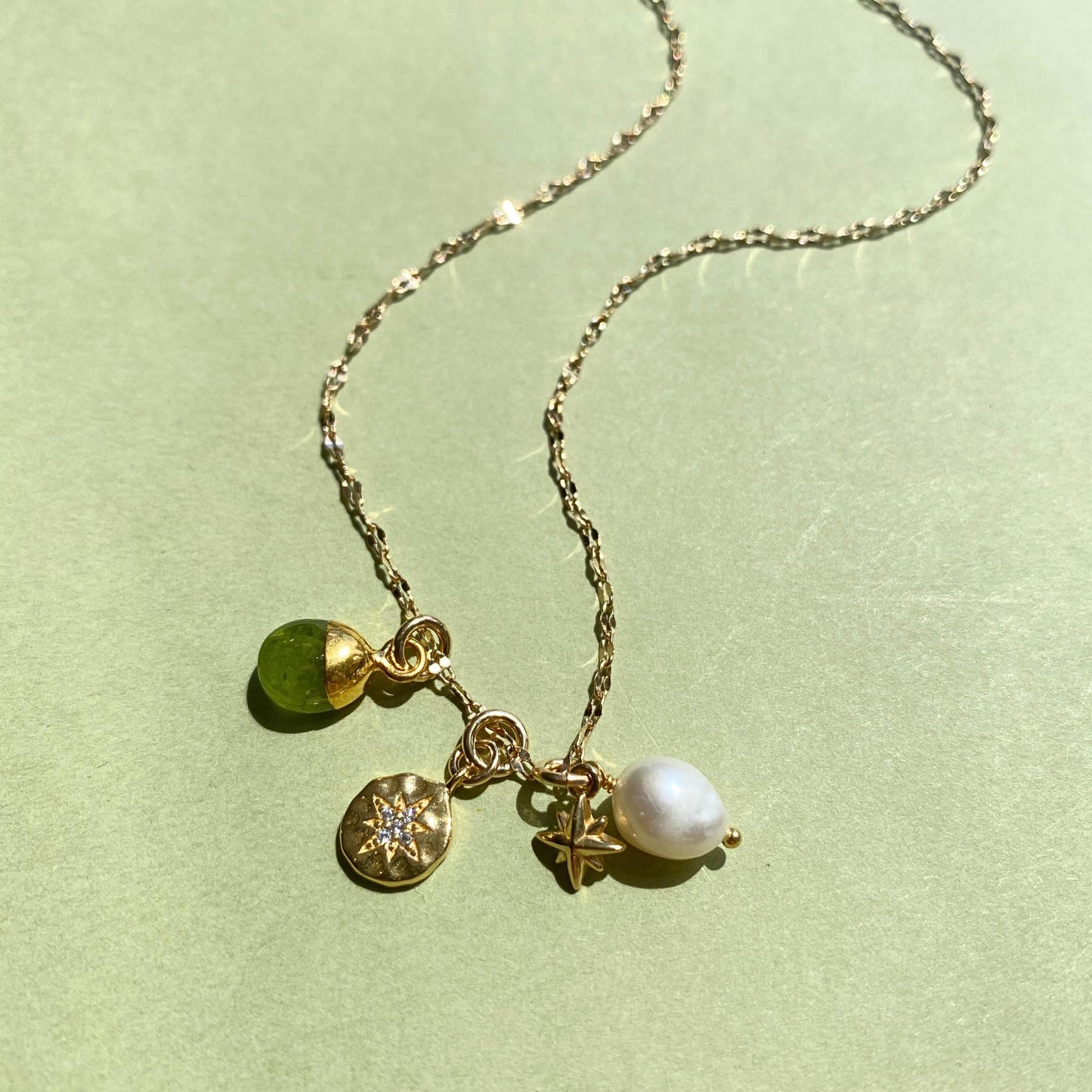 Peridot Charm Necklace | Wellbeing (Gold Plated)