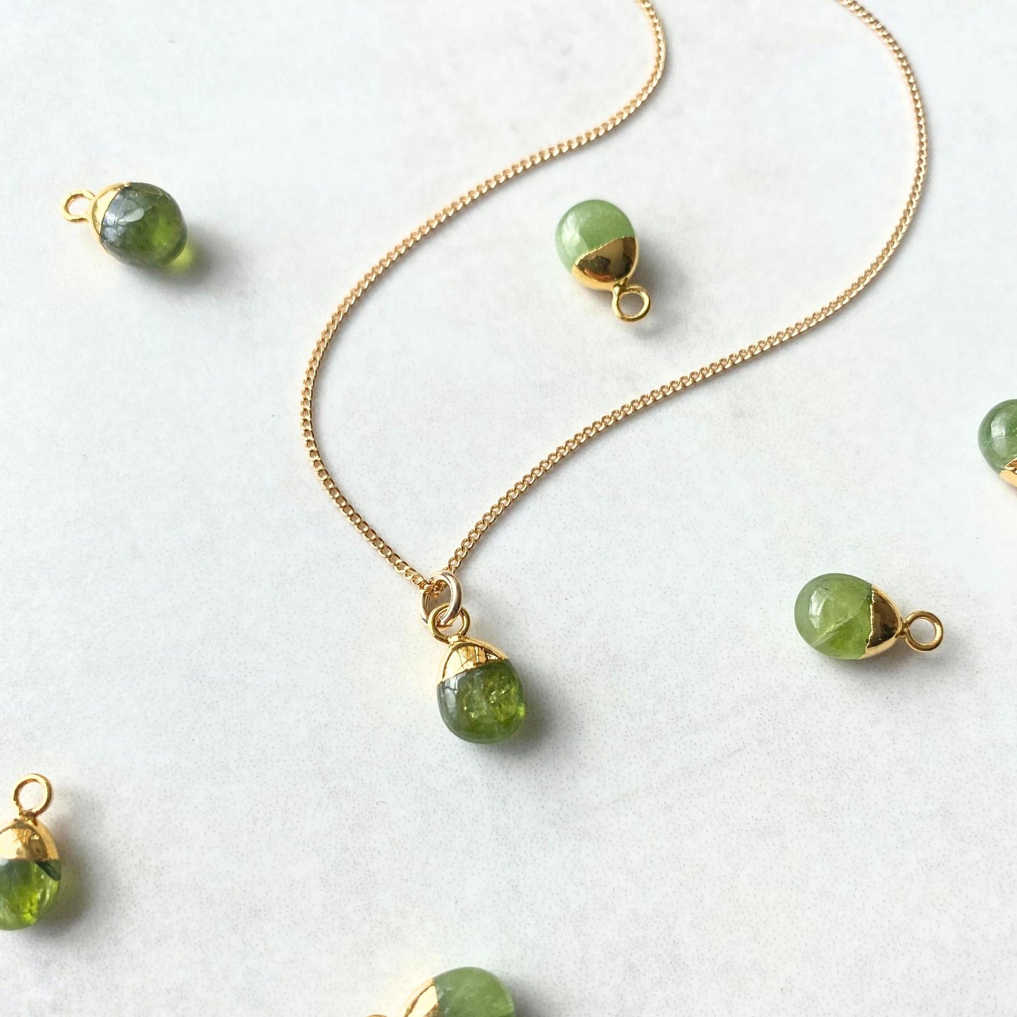 Peridot Tiny Tumbled Necklace | Wellbeing (Gold Plated)