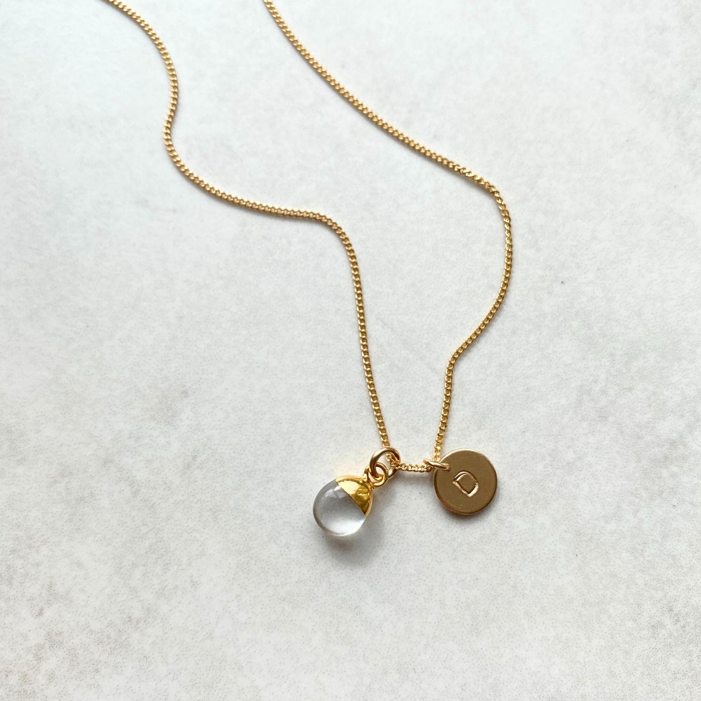 Quartz Tiny Tumbled Necklace | Healing (Gold Plated)