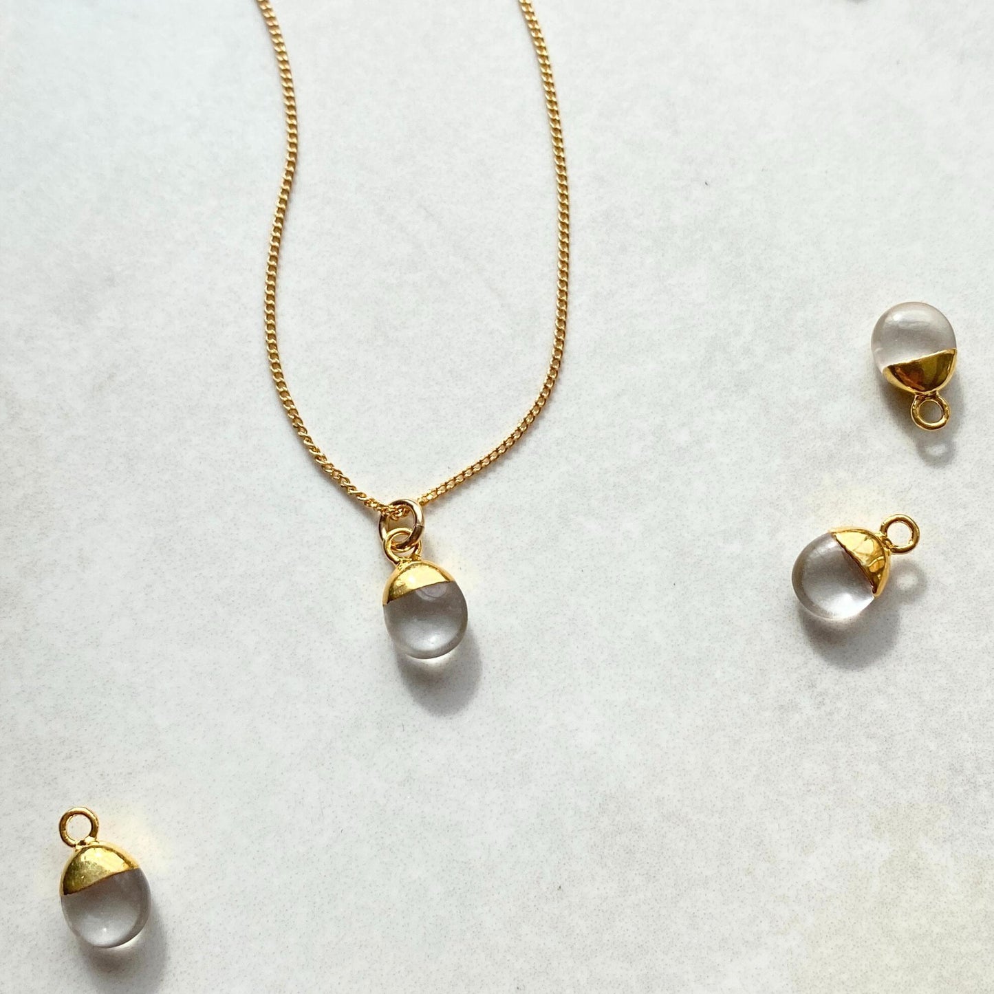 Quartz Tiny Tumbled Necklace | Healing (Gold Plated)