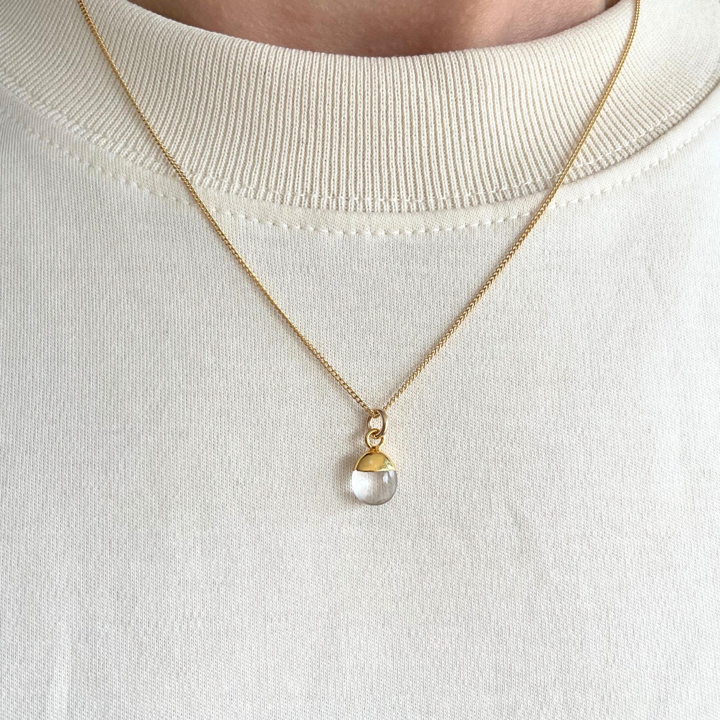 Quartz Tiny Tumbled Necklace | Healing (Gold Plated)