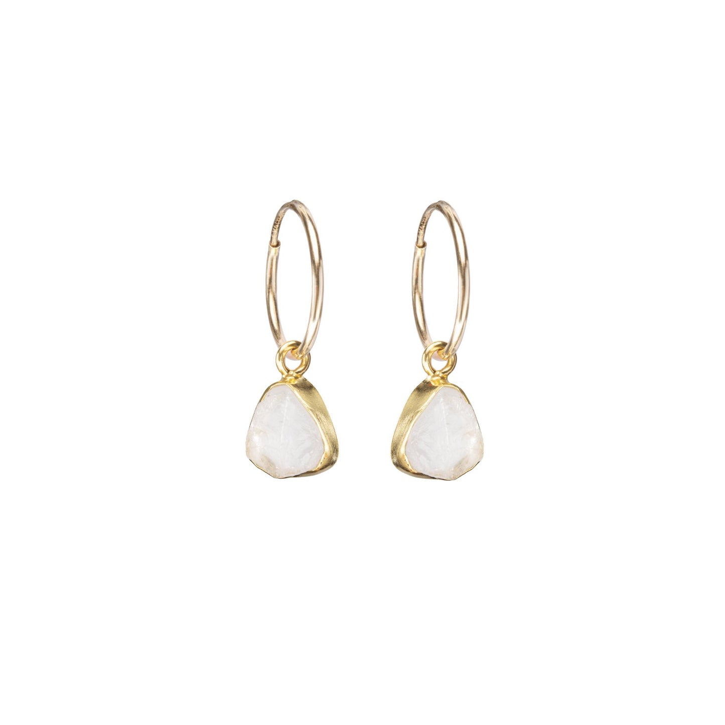 Rose Quartz Carved Hoop Earrings | Love (Gold Fill)