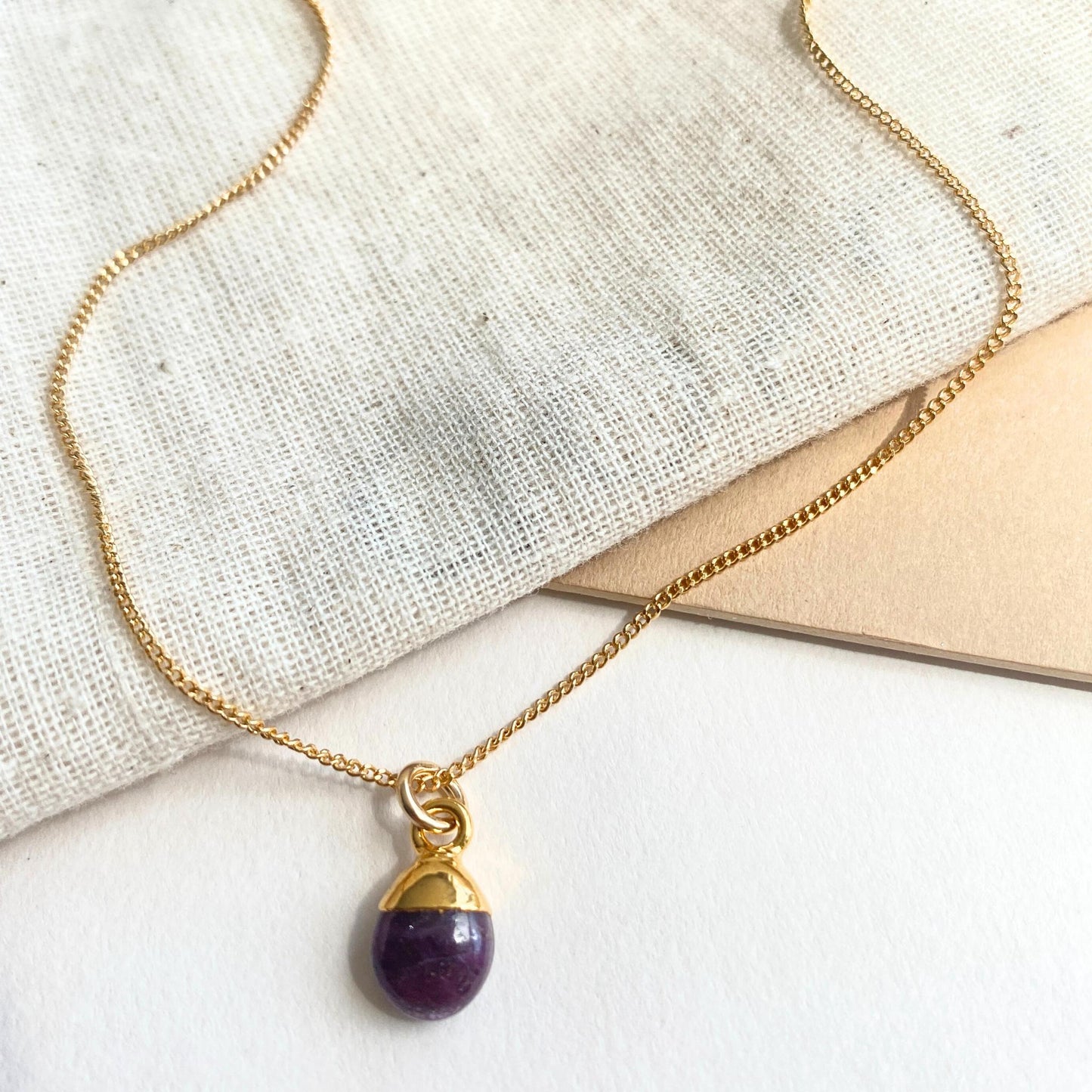Ruby Tiny Tumbled Necklace | Energy (Gold Plated)