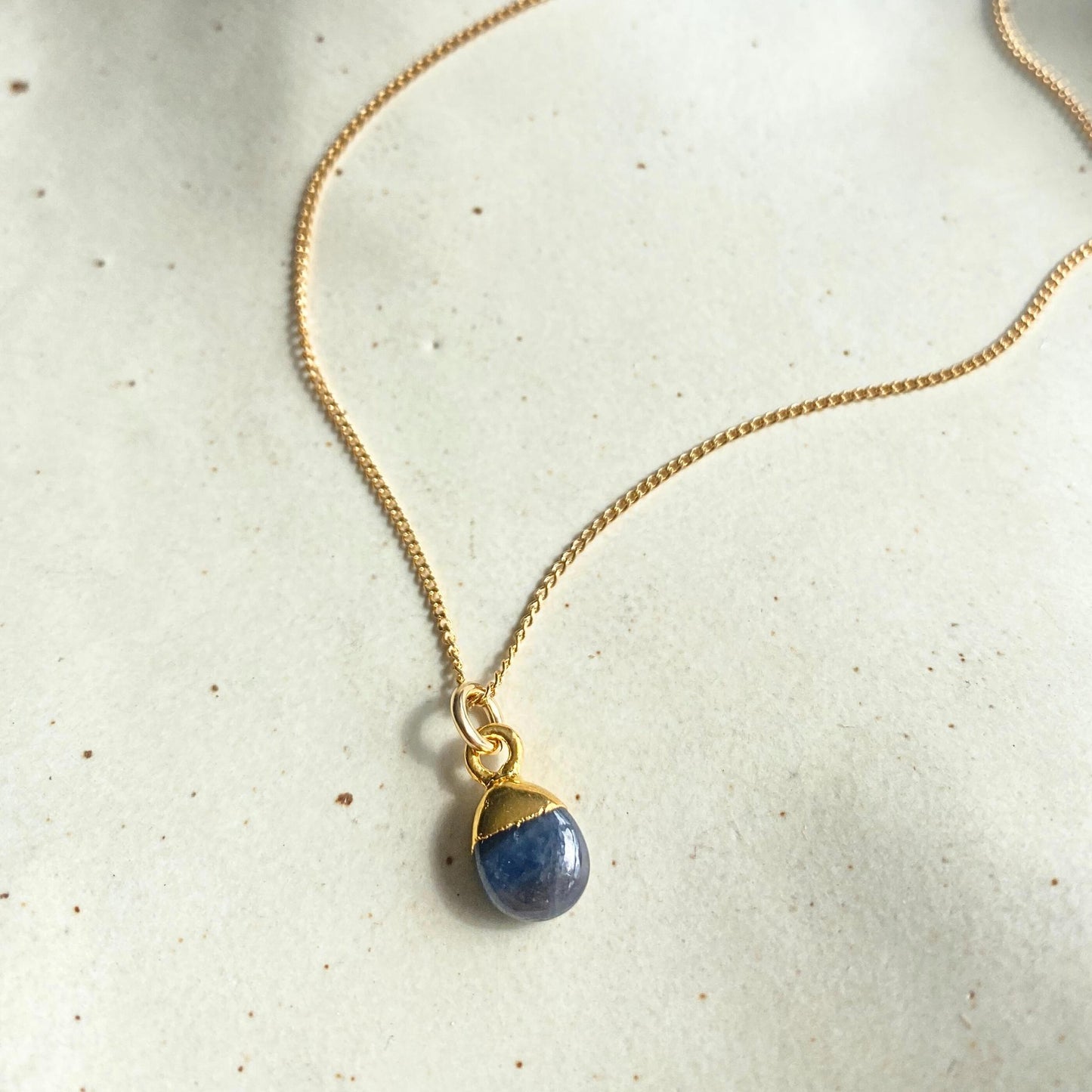 Sapphire Tiny Tumbled Necklace | Optimism (Gold Plated)