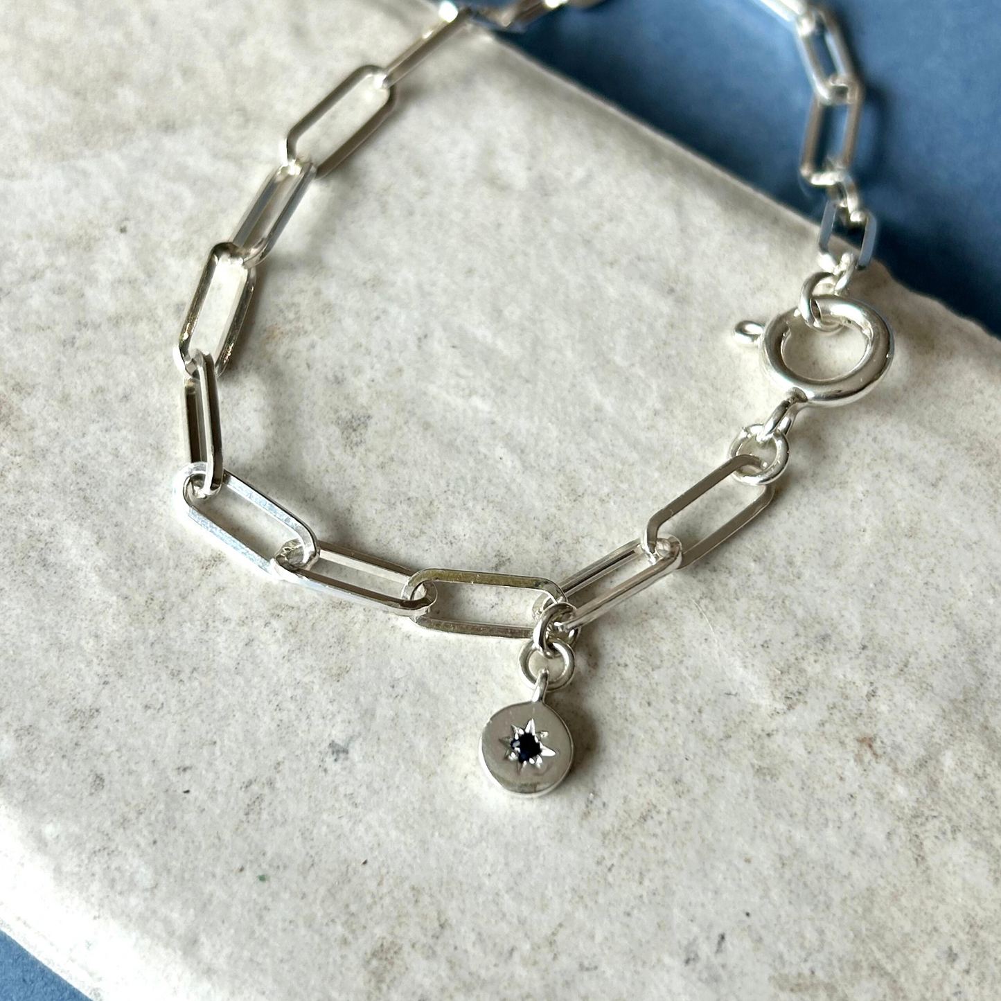 Sapphire Guiding Star Chunky Chain Bracelet | Optimism (Silver)