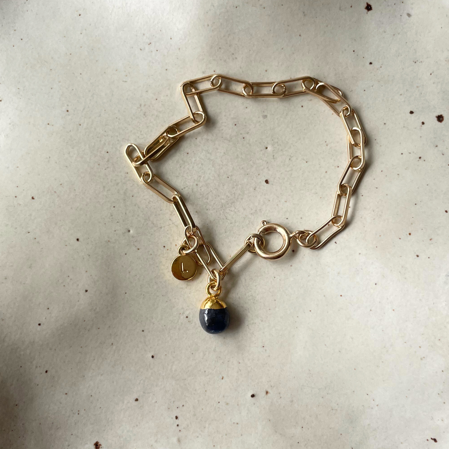 Sapphire Tiny Tumbled Chunky Chain Bracelet | Optimism (Gold Plated)
