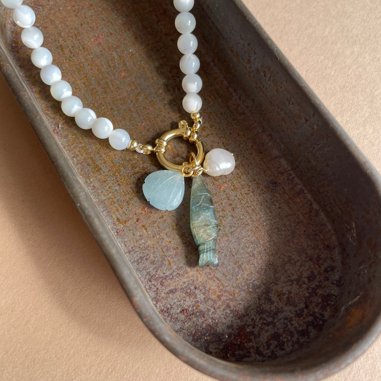 Labradorite Sea Treasure Charm Necklace