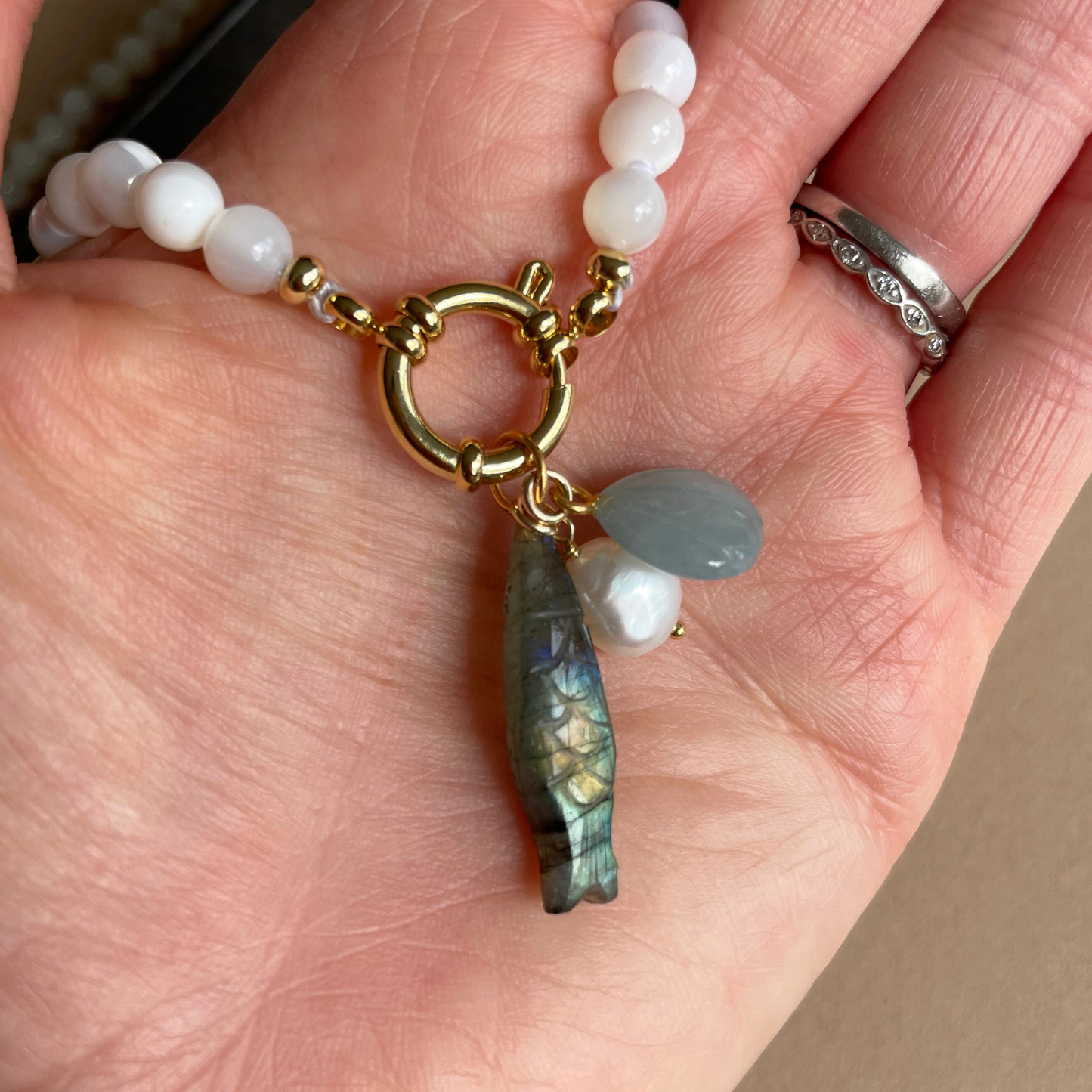 Labradorite Sea Treasure Charm Necklace