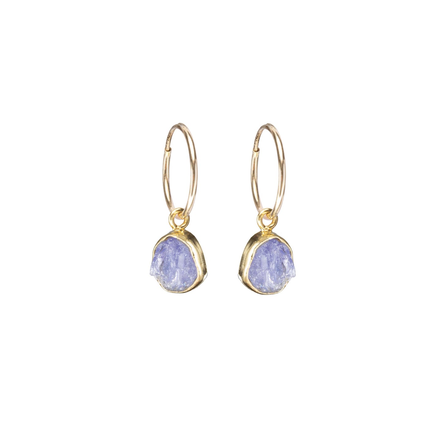 Tanzanite Carved Hoop Earrings | Positivity (Gold Fill)