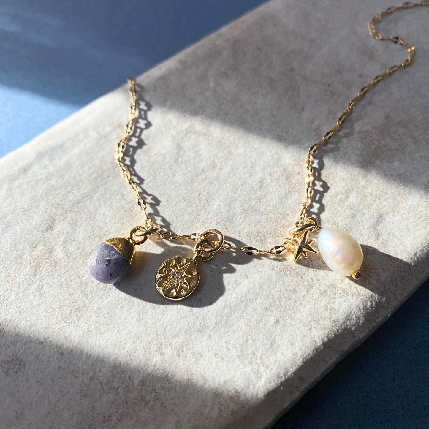 Tanzanite Charm Necklace | Positivity (Gold Plated)