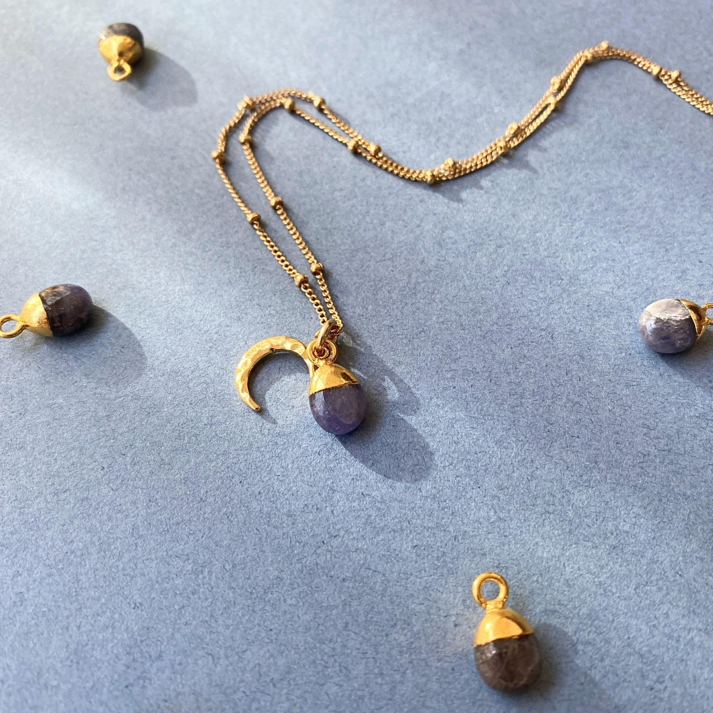 Tanzanite & Moon Necklace | Positivity (Gold Plated)