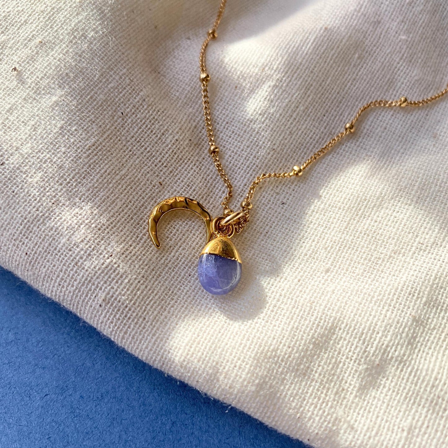 Tanzanite & Moon Necklace | Positivity (Gold Plated)