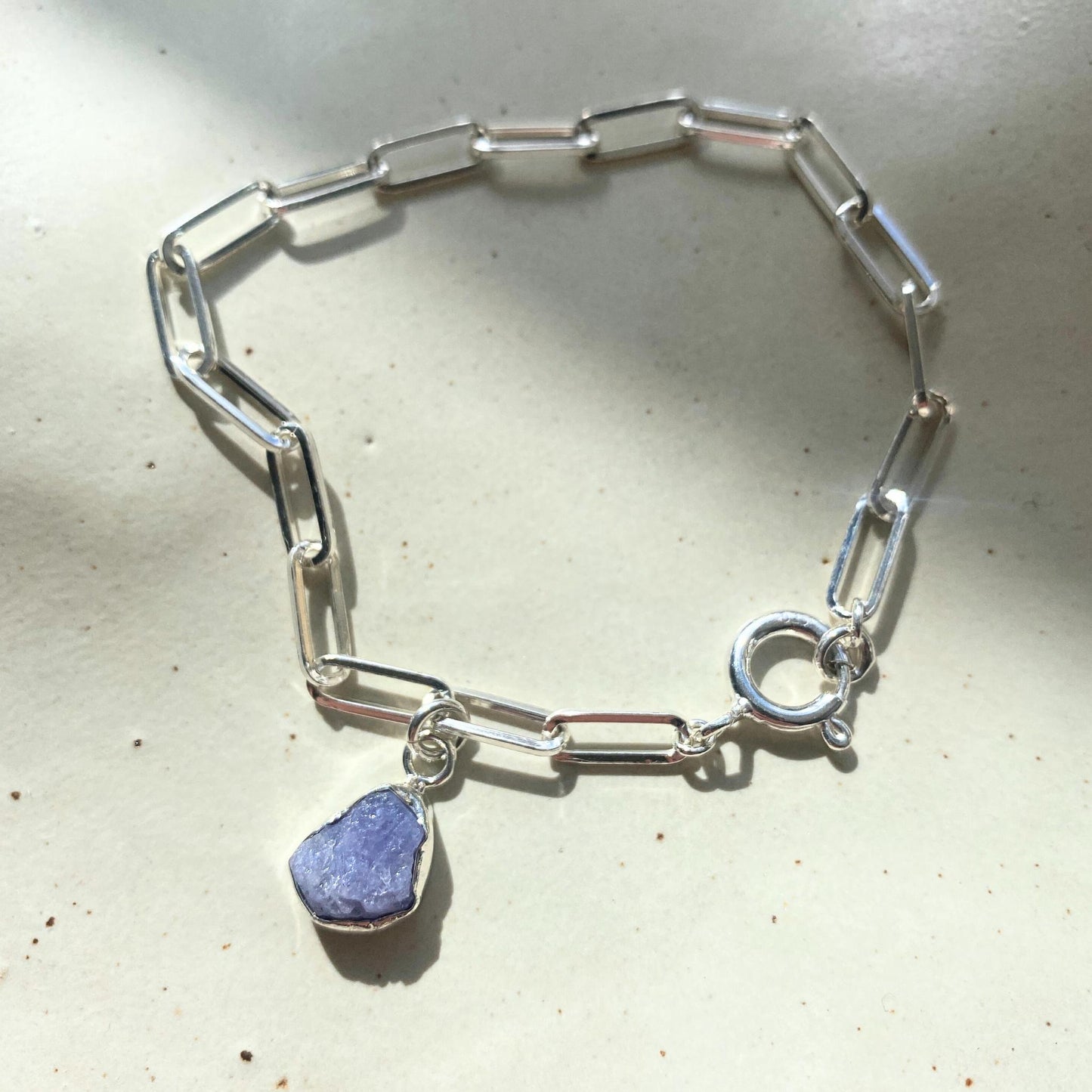Tanzanite Carved Chunky Chain Bracelet | Positivity (Sterling Silver)