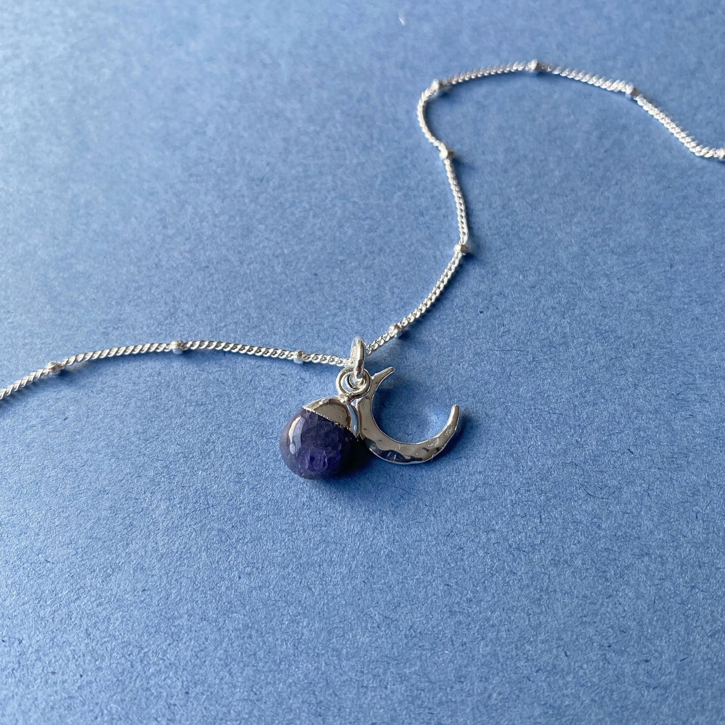 Tanzanite & Moon Necklace | Positivity (Silver)
