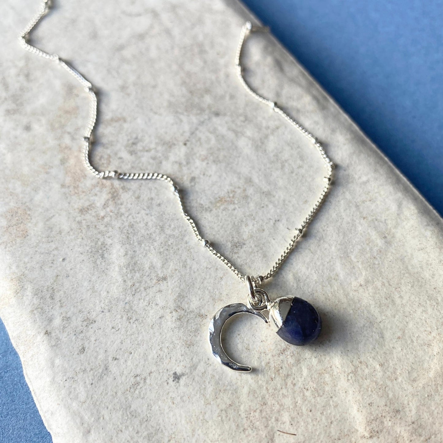 Tanzanite & Moon Necklace | Positivity (Silver)