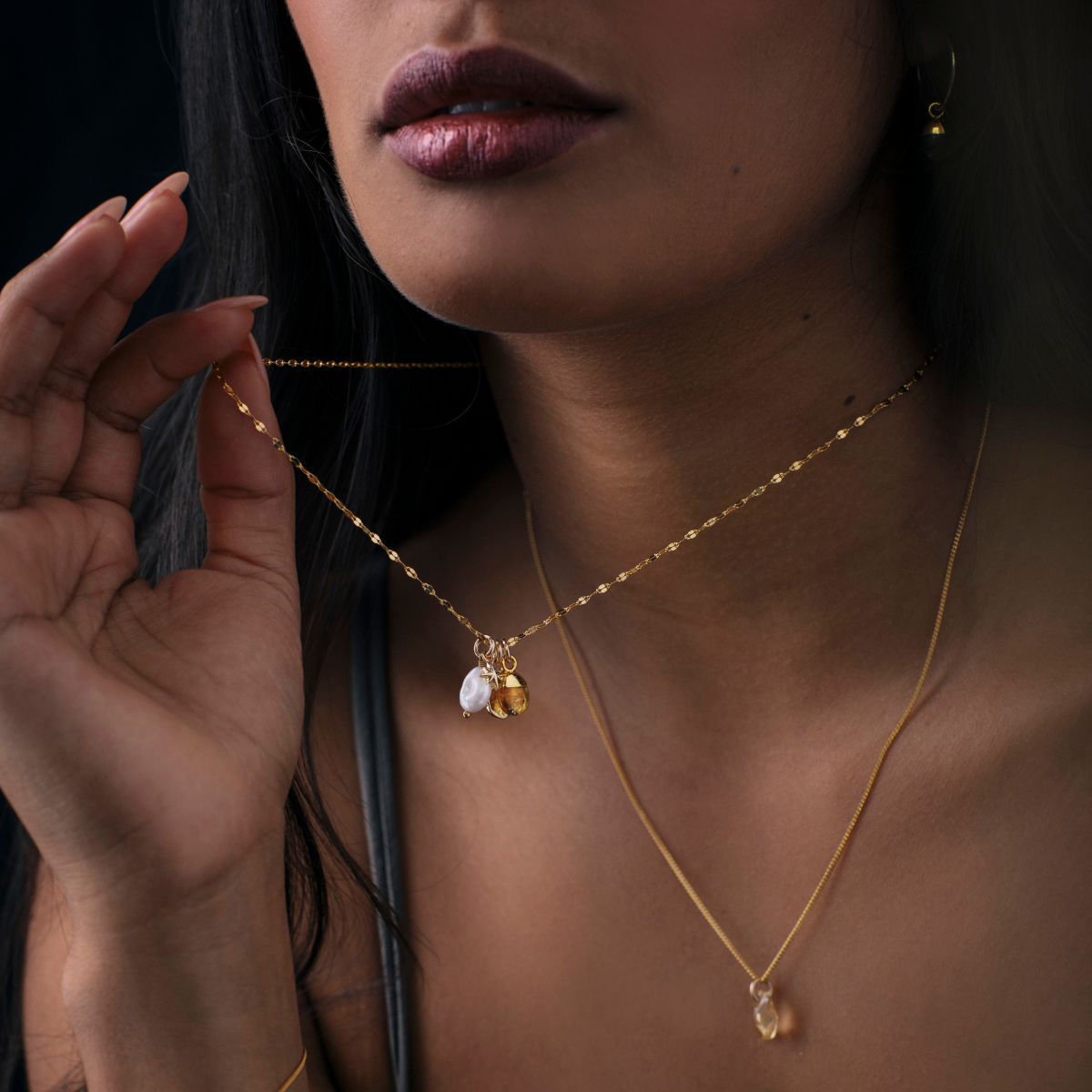 Citrine Charm Necklace | Success (Gold Plated)