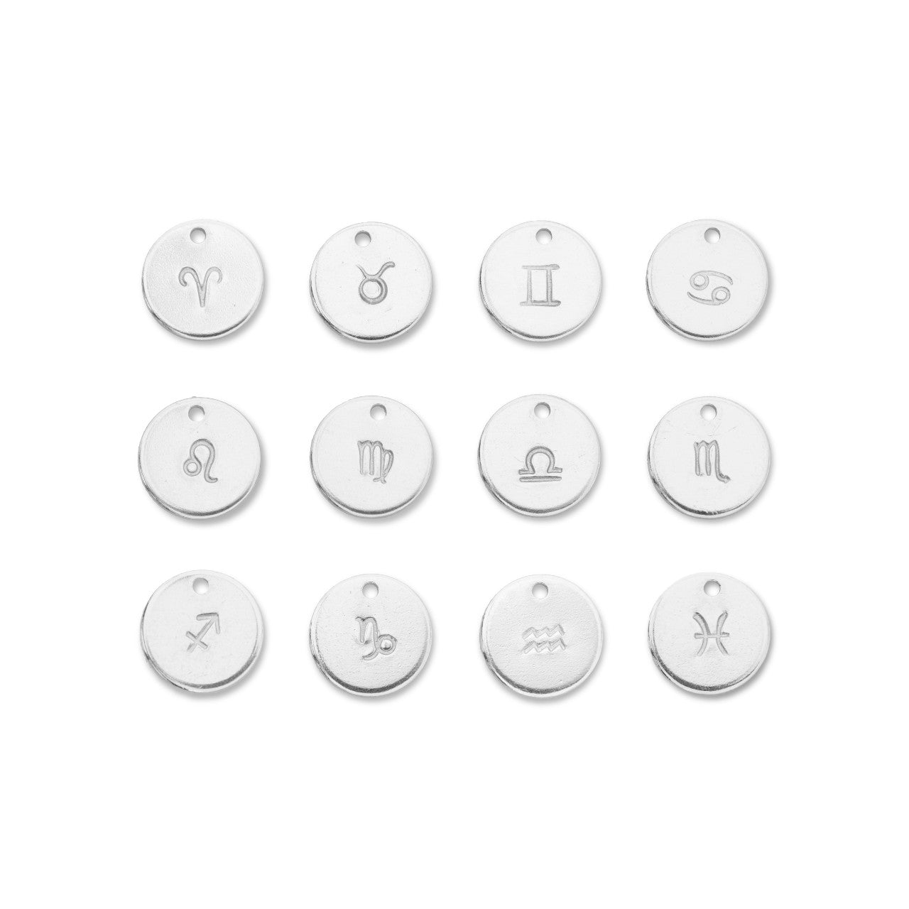 Additional Charm | Personalised Zodiac Sign Disc (Sterling Silver)