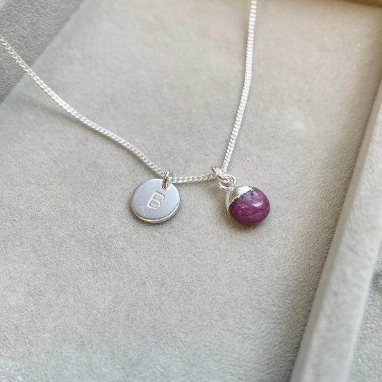 Ruby Tiny Tumbled Necklace | Energy (Silver)