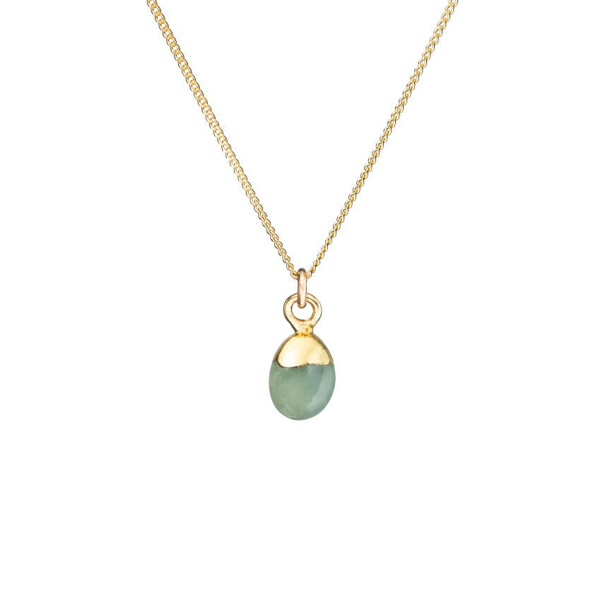 Tiny Tumbled Gemstone Necklace -  Aquamarine - Decadorn