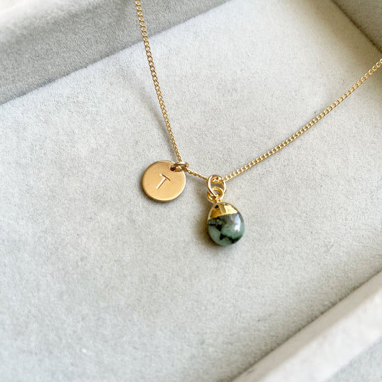 Emerald Tiny Tumbled Necklace | Hope (Gold Plated)