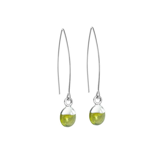 Peridot Tiny Tumbled Dropper Earrings | Wellbeing (Silver)
