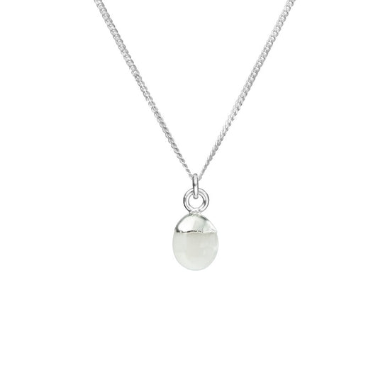 Tiny Tumbled Gemstone Necklace - Silver - JUNE, Moonstone - Decadorn