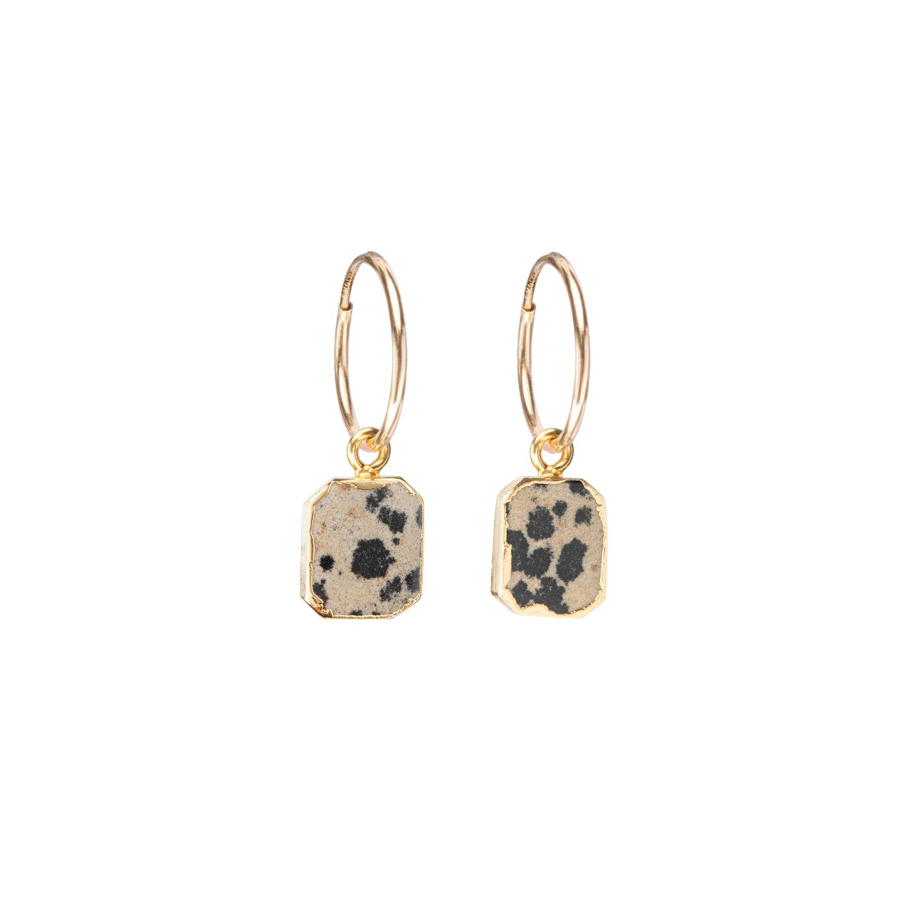 Dalmatian Gem Slice Hoop Earrings | Positivity (Gold Fill)