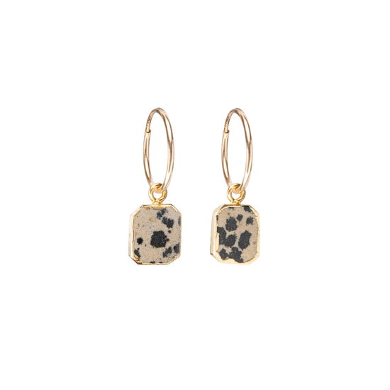 Dalmatian Gem Slice Hoop Earrings | Positivity (Gold Fill)