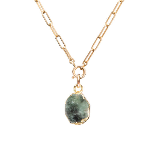 Emerald Gem Slice Chunky Chain Necklace | Hope (Gold Plated)
