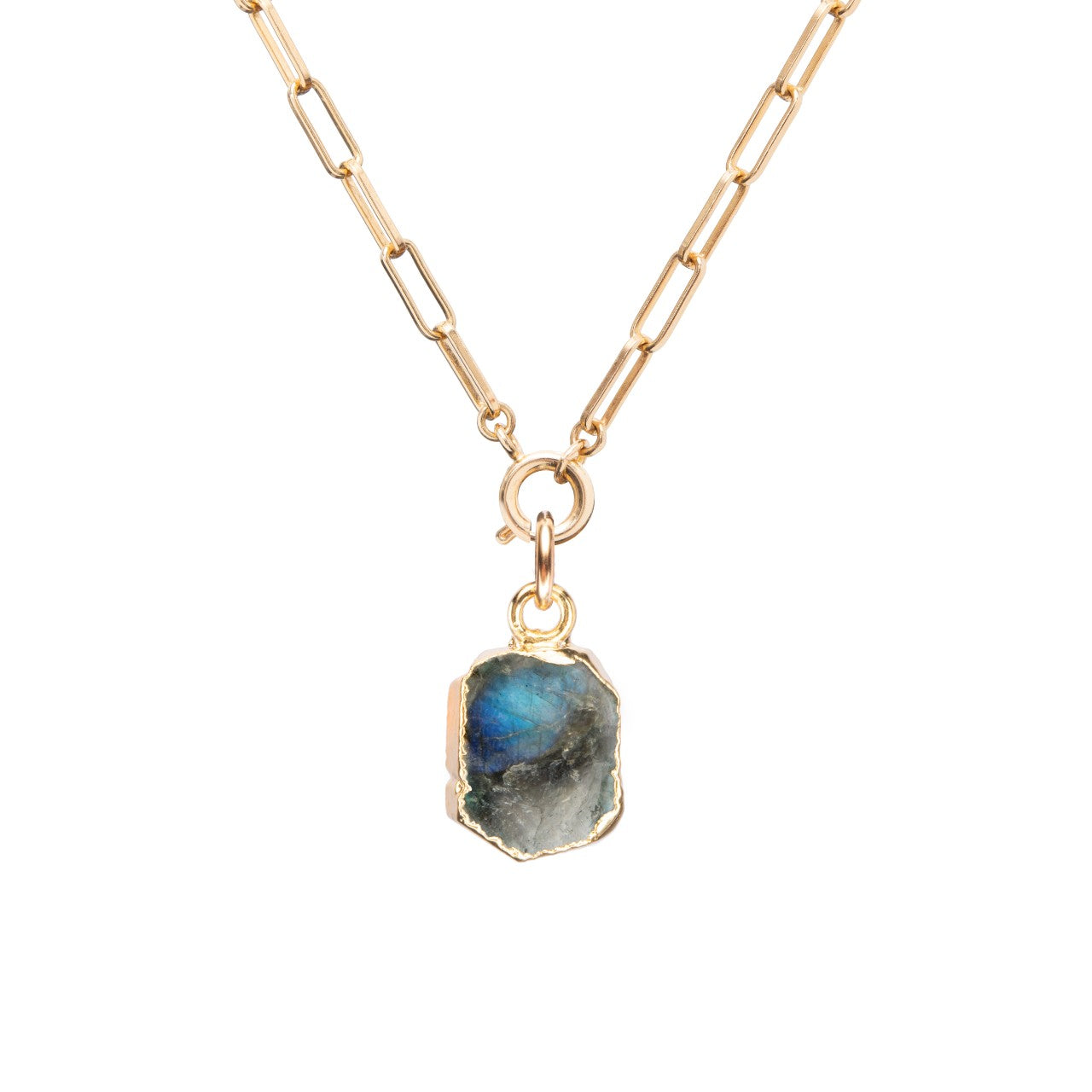 Labradorite Gem Slice Chunky Chain Necklace | Adventure (Gold Plated)