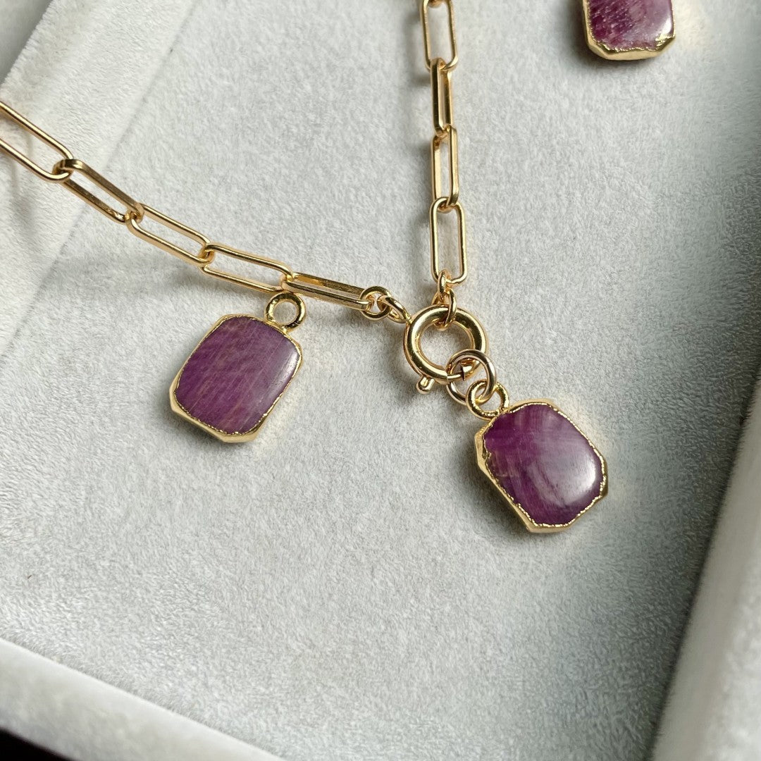 Ruby Gem Slice Chunky Chain Necklace | Energy (Gold Plated)