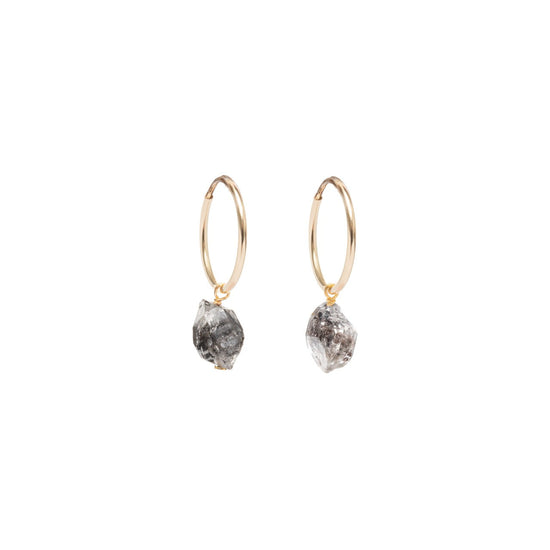 Herkimer Diamond Threaded Hoop Earrings | Strength (Gold Fill)
