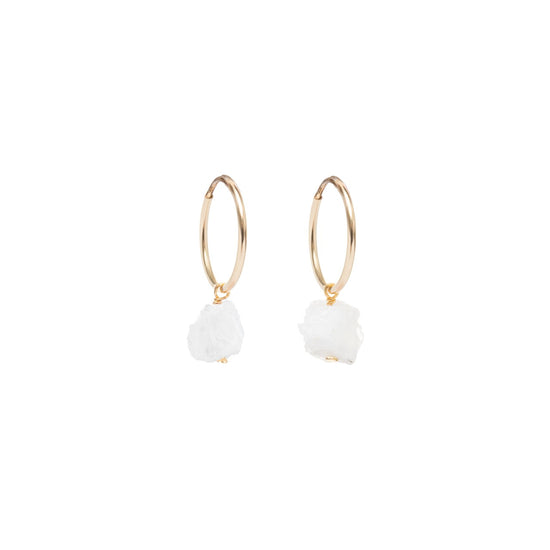 Moonstone Threaded Hoop Earrings | Intuition (Gold Fill)