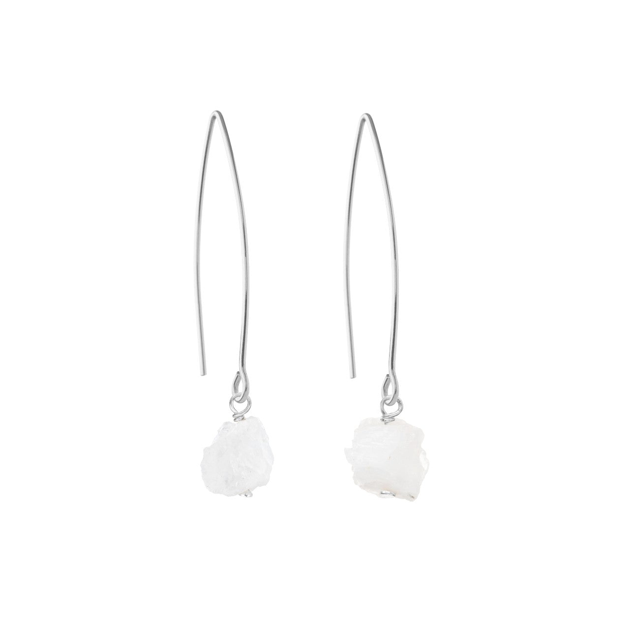 Moonstone Threaded Dropper Earrings | Intuition (Silver)