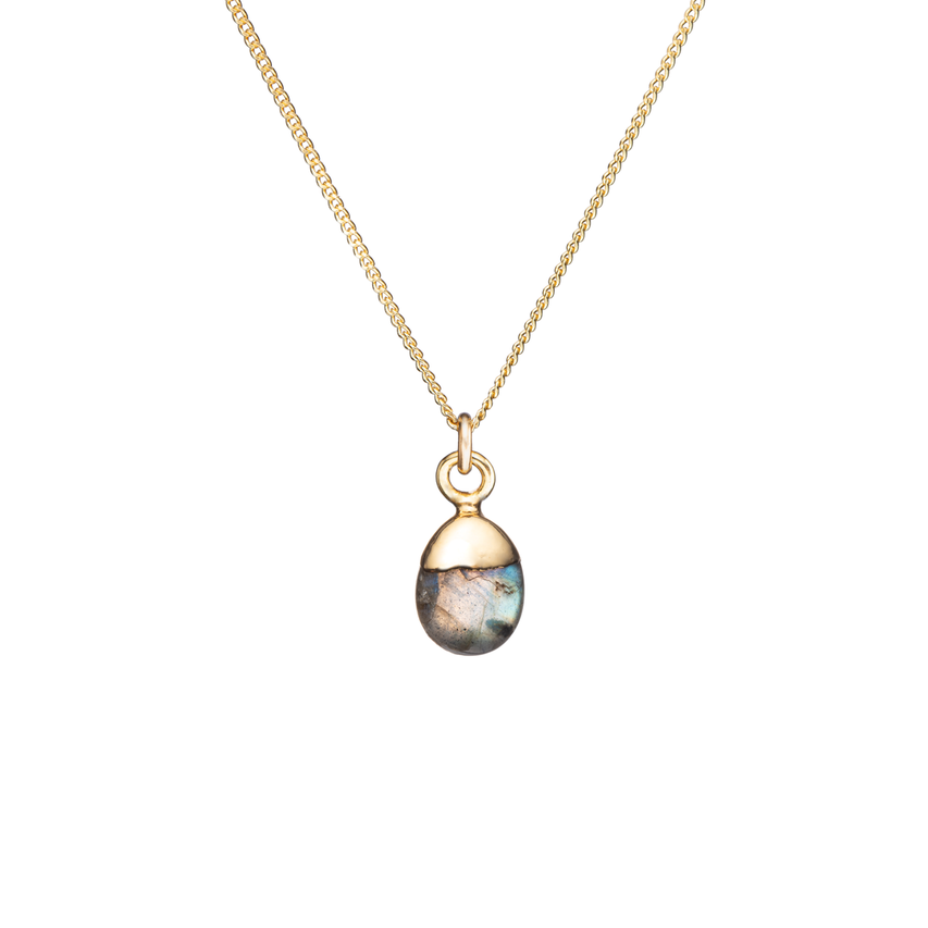 Labradorite Tiny Tumbled Necklace | Adventure (Gold Plated)