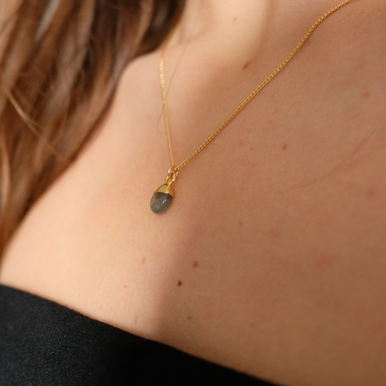 Labradorite Tiny Tumbled Necklace | Adventure (Gold Plated)