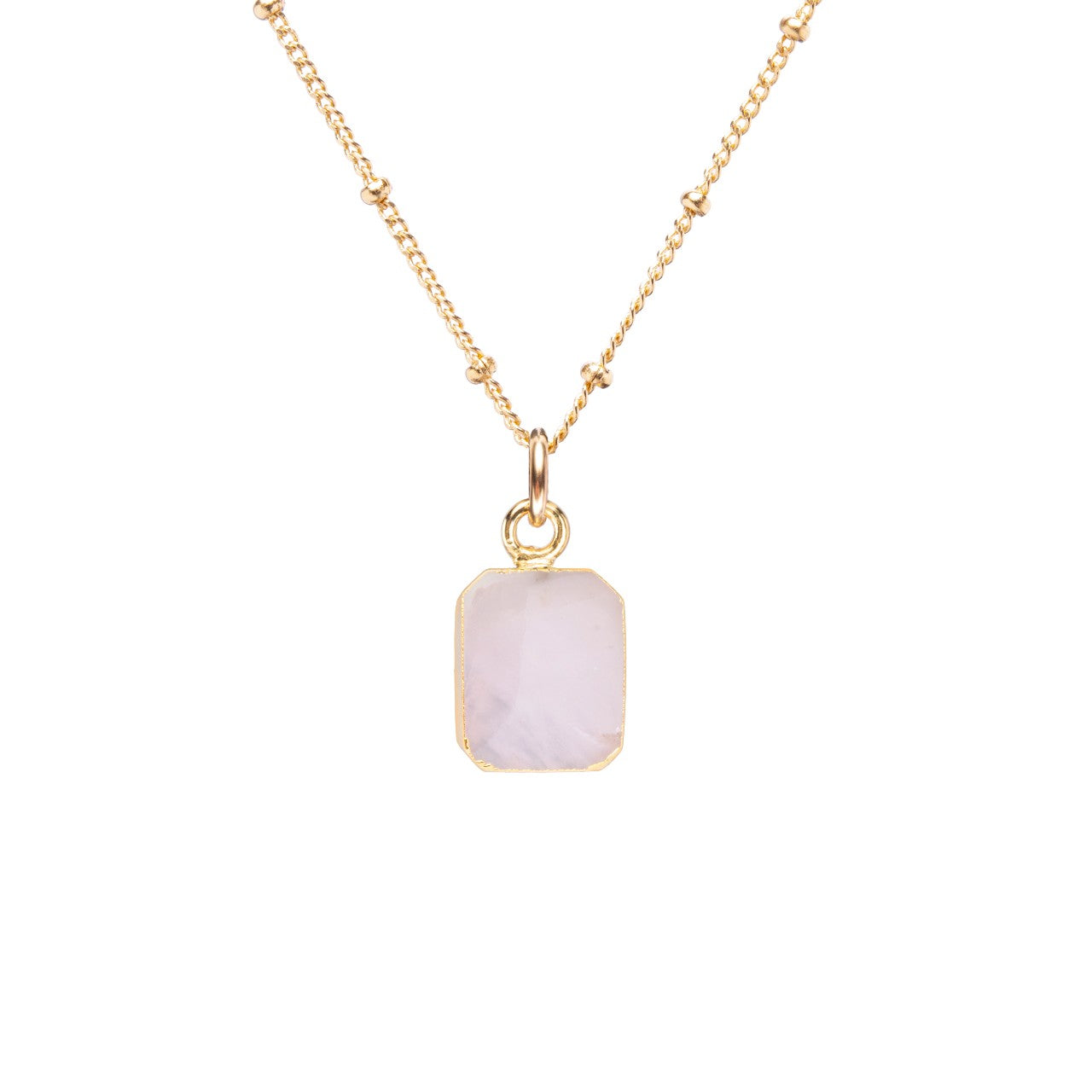 Rose Quartz Gem Slice Necklace | Love (Gold Plated)