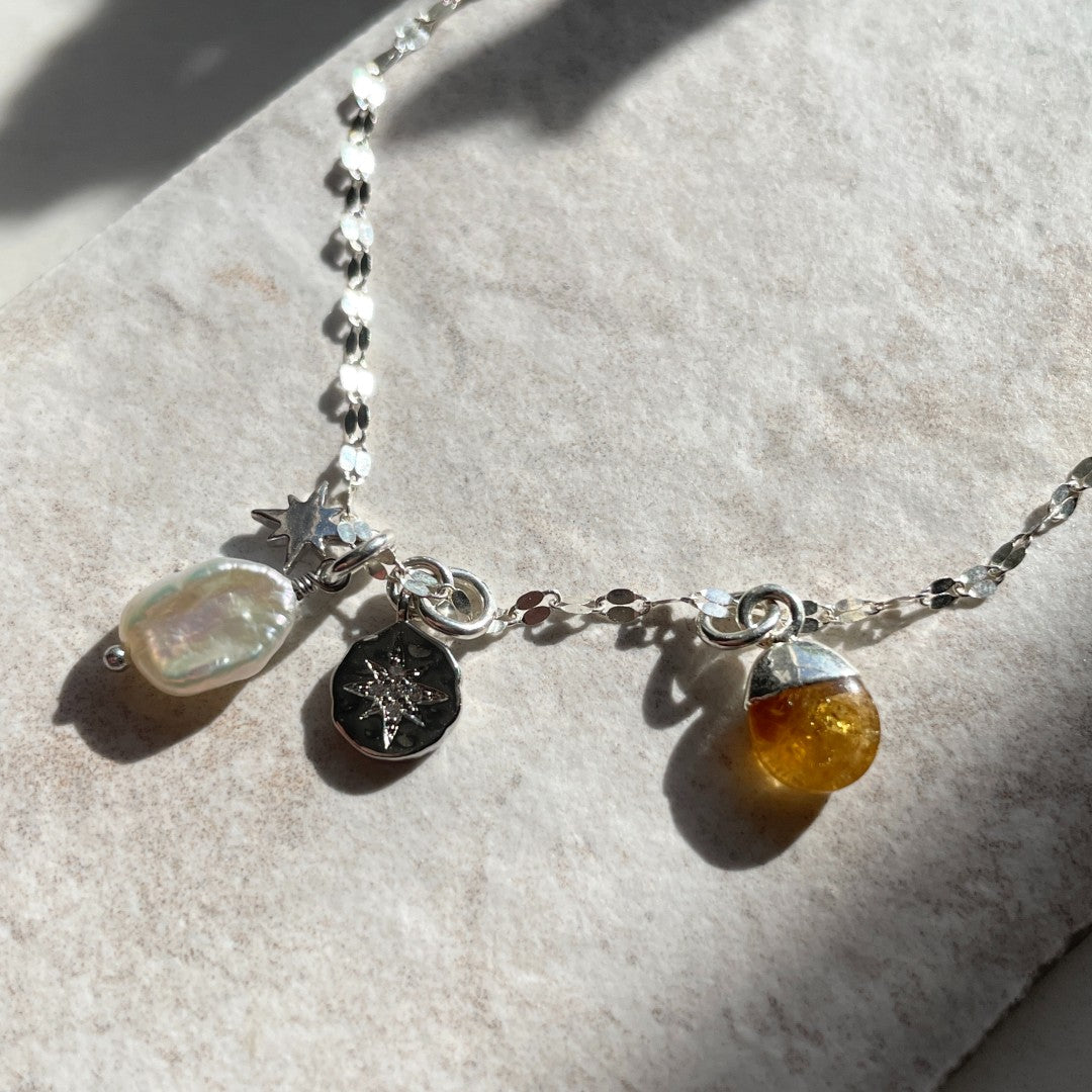 Citrine Charm Necklace | Success (Silver)