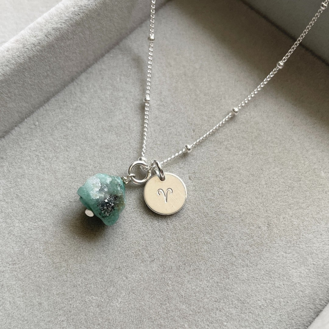 Emerald Threaded Satellite Chain Necklace | Hope (Sterling Silver)