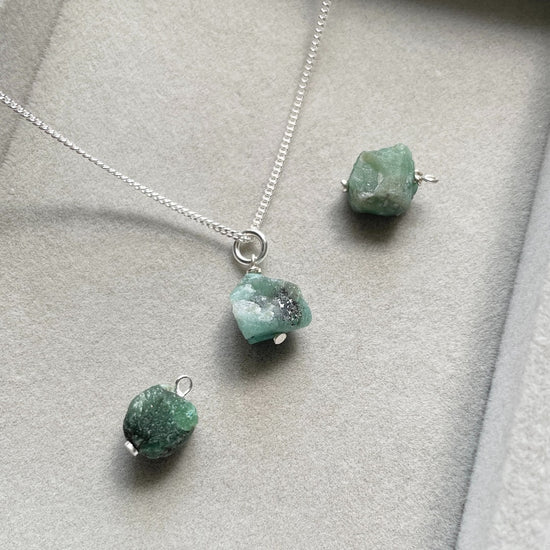 Emerald Threaded Necklace | Hope (Sterling Silver)