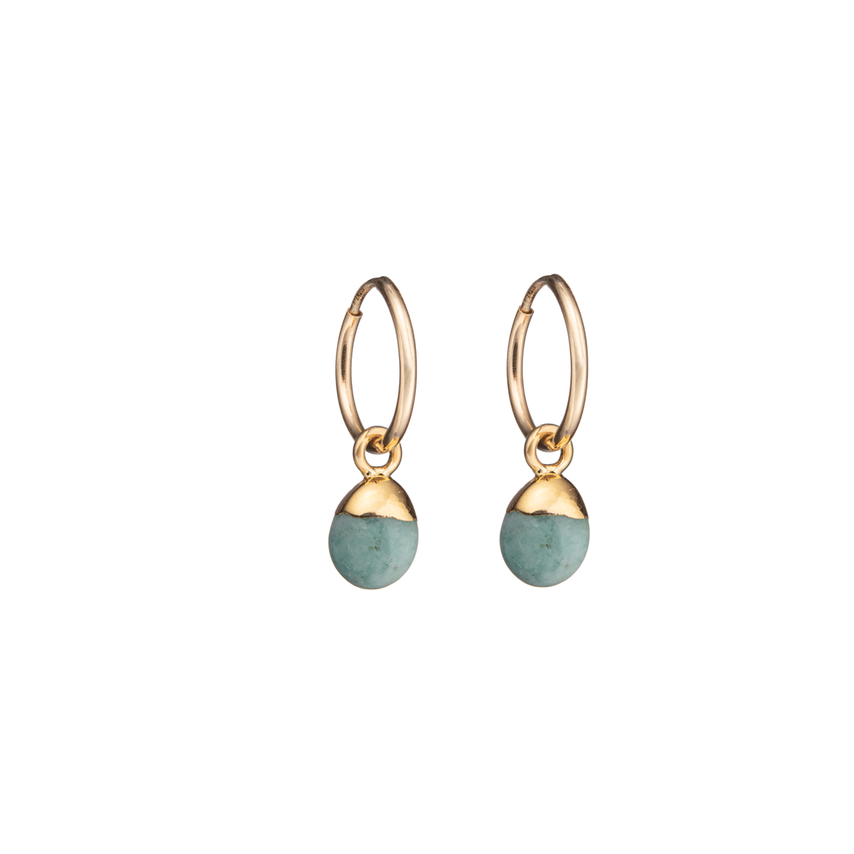 Tiny Tumbled Gemstone Hoop Earrings - Amazonite (Confidence) - Decadorn