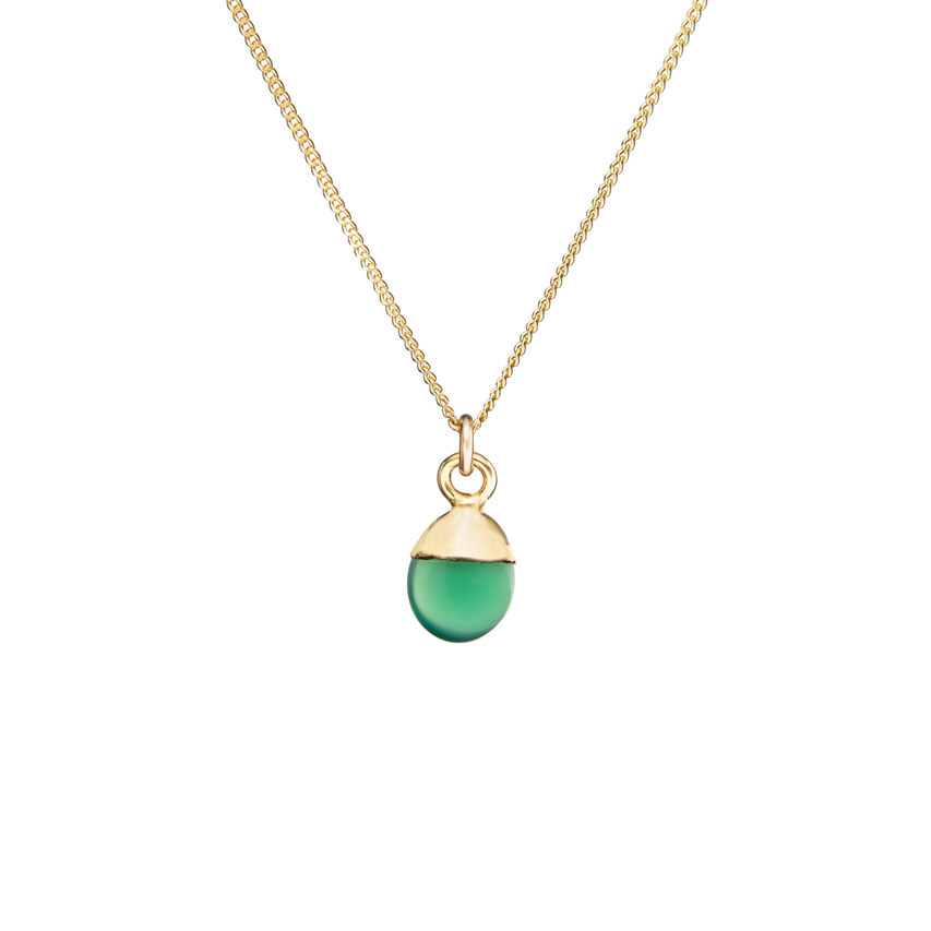 Tiny Tumbled Gemstone Necklace - Green Agate (Protection) - Decadorn
